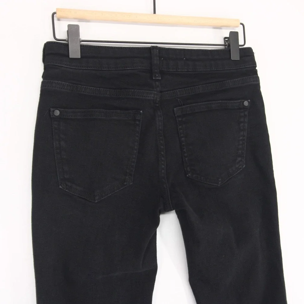 Pilcro The Icon Flare Jeans Womens 26 Black High Rise Patch Pockets Stretch